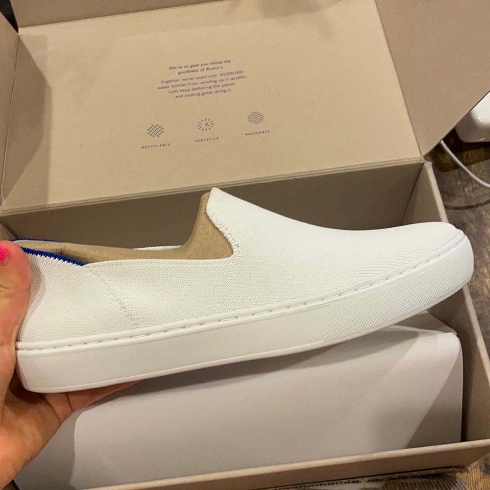 Rothy’s “The Sneaker” Bright White Shoes - Never been worn at all!